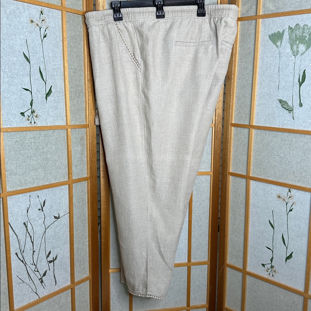 NWT Talbots Womens Natural Linen Draw String Capri Pants Size 16W - Picture 7 of 13